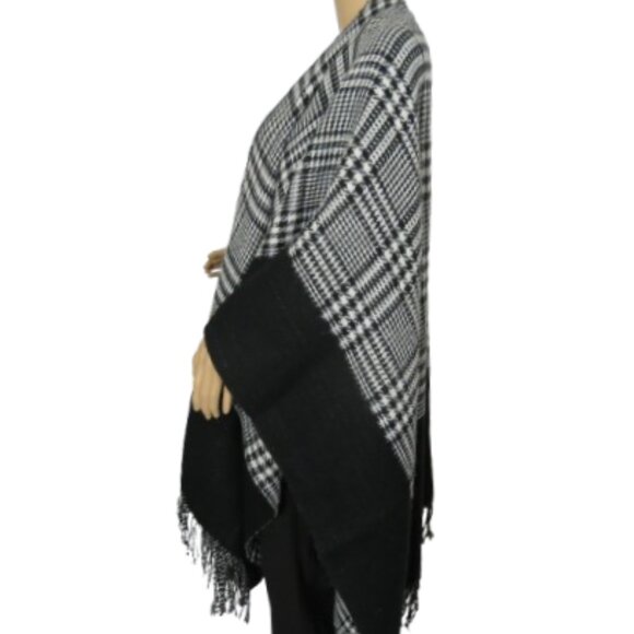 DKR & Co. Studio Black and White Plaid Poncho - Picture 6 of 9